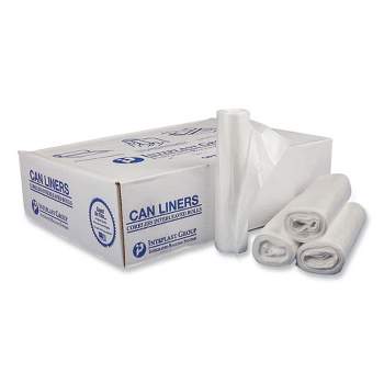 Inteplast Group High-Density Interleaved Commercial Can Liners, 30 gal, 16 mic, 30" x 37", Clear, 25 Bags/Roll, 20 Rolls/Carton