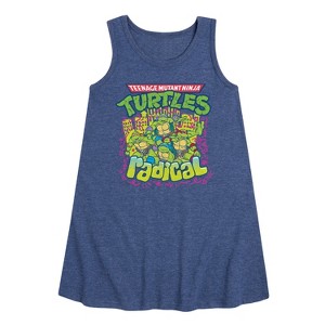 - Teenage Mutant Ninja Turtles - 90s Logo Graphic Sleeveless Aline Dress - 1 of 3