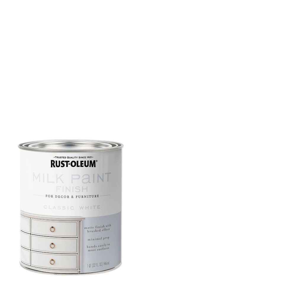 Rust-Oleum 2pk Milk Paint Classic White: Interior Wood Paint & Primer, Water-Based, 275 sq ft Coverage