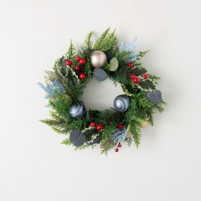 Sullivans Artificial Shiny Ball Mixed Foliage Christmas Accent Ring  Multicolor  Indoor Christmas DÃƒÂ©cor