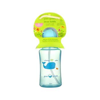 Green Sprouts Blue Aqua Bottle Silicone Straw With Flip Cap 9 Months+ - 1 ct
