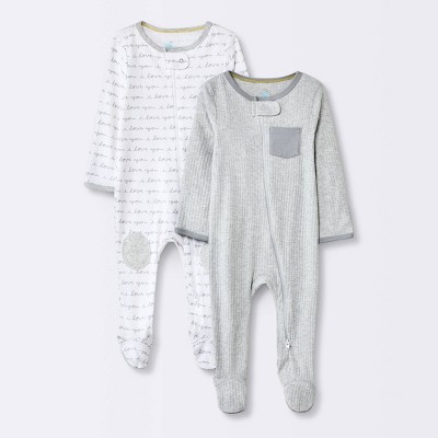 Image of Baby 2pk 'I Love You' Sleep N' Play - Cloud Island™ Gray 0-3M
