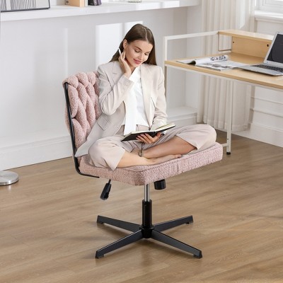 DOMETOUR Armless Office Chair no Wheels Swivel Desk Chair, Height Adjustable for Living Room