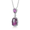 Guili Sterling Silver White Gold Plating with Purple & Clear Cubic Zirconia Tear Drop Pendant Necklace - 2 of 2