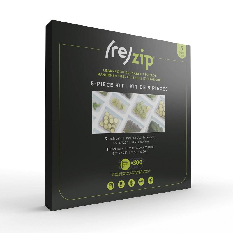 (re)zip Reusable Leak-proof Food Storage Bag Kit  - Snack &#38; Lunch - Clear - 5ct, 6 of 16
