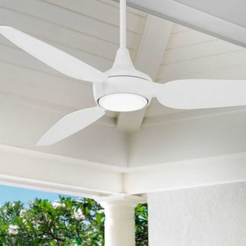 60" Minka Aire Modern 3 Blade Outdoor Ceiling Fan with LED Light Remote Control Flat White Wet Rated for Patio Exterior Gazebo, 2 of 5