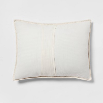 Ivory and Camel Floral Cotton Voile Standard Sham