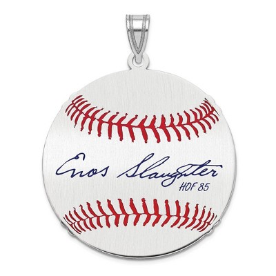Black Bow Jewelry Sterling Silver Enos Slaughter Signature LG Enamel Baseball Pendant