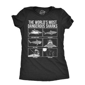 Womens The Worlds Most Dangerous Sharks T Shirt Funny Card Pool Loan Shark Joke Tee For Ladies - Crazy Dog Women's T Shirt - 1 of 4