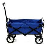 Mac Sports Heavy Duty Steel Frame Collapsible Folding 150 Pound Capacity Outdoor Camping Garden Utility Wagon Yard Cart, Blue