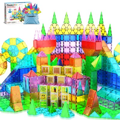 PICASSO-TILES 101 pc Magnetic Tiles, Educational Building Blocks Set with Tote Bag, STEM Toy for Kids