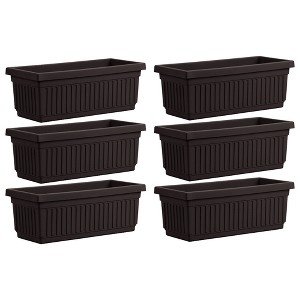 HC Companies 24-Inch-Long Fluted Plastic Venetian Garden Window Container Planter Box for Indoor or Outdoor Flowers, Vegetables, or Succulents, Black - 1 of 4