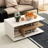 Tangkula Geometric Coffee Table w/ Storage Shelves 3-Tier Rectangular Tea Table - image 2 of 4