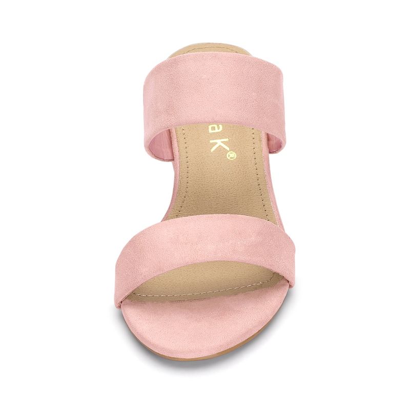 Allegra K Women's Block Heel Dual Straps Slide Sandals, 2 of 8
