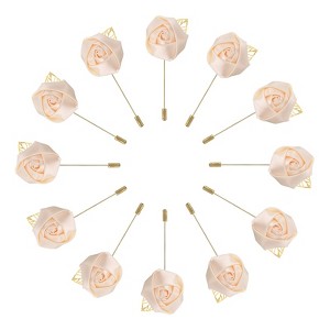 Unique Bargains Wedding Ceremony Anniversary Groom Silk Metal Rose Boutonnieres 24 Pcs - 1 of 3