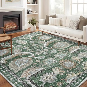 Washable Vintage Area Rug - Ultra-Thin, Non-Slip, Foldable, Soft Carpet for Dining, Entryway, or Playroom - 1 of 4
