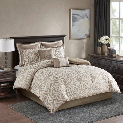 Eliot King 8pc Jacquard Comforter Set Tan : Target