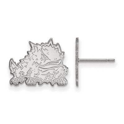 Black Bow Jewelry 10k White Gold Texas Christian Horned Frogs NCAA Post Earrings