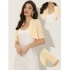 INSPIRE CHIC Women's Cropped Open Front Ruched Short Sleeve Bolero Shrugs - 2 of 4
