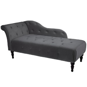 Velvet Upholstered Chaise Lounge with Rolled Arm, Upholstered Sofa Recliner Lounge Chair for Bedroom Living Room Office Room - 1 of 4