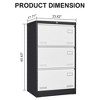 3 Drawer Lateral File Cabinet, Metal Lockable File Cabinet With Lock For Legal/Letter/A4/F4, Locking Filing Cabinet With Anti Tipping Function - 3 of 4