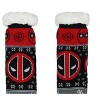 Marvel Comics Deadpool Men's Ugly Christmas Sweater Knit Deadpool Tacos Faux Shearling Lined Thick Fuzzy Slipper Socks Multicoloured - 3 of 4