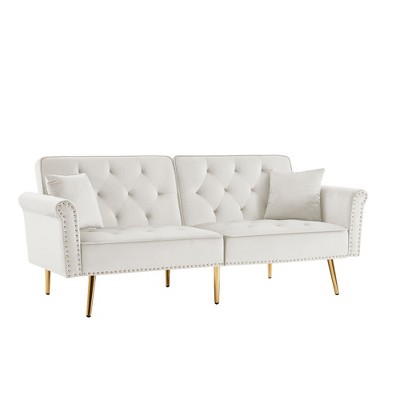 NicBex 69.6 Inch Velvet Convertible Love Seat Sofa with 2 Throw Pillows for Living Room,Bedroom,Office,Apartment