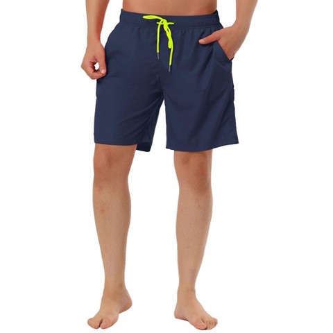 TATT 21 Men's Summer Holiday Beach Solid Drawstring Surfing Mesh Lining Swim Shorts Navy 32