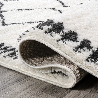 Calvia Reversible Black Diamond Shag Round Rug - 5ft