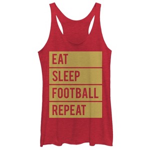 Women's CHIN UP Eat Sleep Football Repeat Racerback Tank Top - 1 of 3