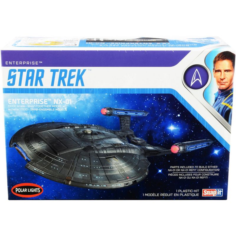 Skill 2 Snap Model Kit Enterprise NX-01 Starship "Star Trek: Enterprise" (2001-2005) TV 1/1000 Scale Model by Polar Lights, 1 of 5