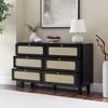 KTMBDW 6 Drawer Double Dresser for Bedroom, Rattan Chest of Dressers, Modern Wooden Dresser Chest with Handles for Living Room and Entryway - 3 of 4