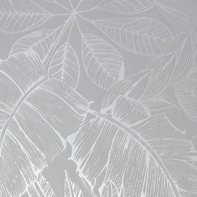 Ginkgo Metallic Silver and Grey Botanical Wallpaper Sample