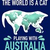 Junior's Design By Humans The World Is A Cat Playing With Australia Map By ZeusSE T-Shirt - 2 of 3