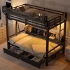Bellemave Twin XL over Twin XL Metal Bunk Bed with Storage Drawers, Shelves, USB Ports & LED Lights, Convertible Lower Sofa Bed, Black - 4 of 4