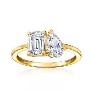 Ross-Simons 1.90 ct. t.w. CZ Toi Et Moi Ring in 14kt Yellow Gold - 1 of 4