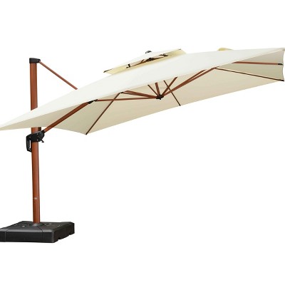 PURPLE LEAF 12ft Patio Umbrella with Base Outdoor Square Large Cantilever Umbrella Windproof Offset Heavy Duty Umbrella for Garden Deck Pool