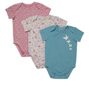 Hanes Pure Comfort Baby Short Sleeve Bodysuits, Organic Cotton, Boys & Girls, 3-Pack - 1 of 2