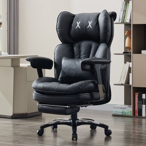 Big and Tall Office Chair with Footrest - Efomao High Back Executive Desk Chair with Wide Seat, Adjustable Armrests, Ergonomic Computer Chair, Black - 1 of 4