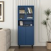 KWPZQEB 4-Tier Storage Cabinet, Storage Bookcase with Glass Door and Adjustable Shelves, Farmhouse Display Cabinet for Home & Office - 3 of 4