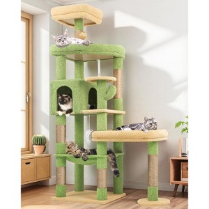 65in Tall Sturdy Goth Cat Tower for Multiple Indoor Cats, Big Cat Tree for Large Cat with 3 Enlarged Perches - 1 of 4