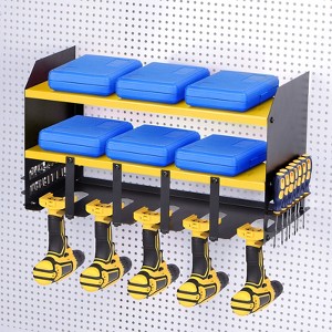 Unique Bargains Wall Mounted 3-Layer 5 Drill Hand Power Tool Storage Rack 20" x 9" - 1 of 4