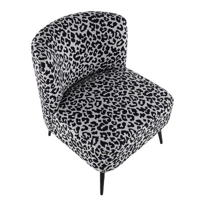 Contemporary Black Slipper Chair with Leopard Fabric