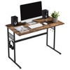 VECELO 32/44 in. Small Computer Desk, Wooden Writing Study Work Desk with Storage & Hook for Home or Bedroom, Brown - 2 of 4