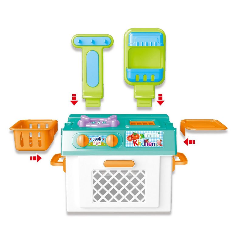 Insten Mini Play Kitchen Set for Kids Toddlers, Pretend Cooking Playset, 7 x 9 x 12.5 in, 2 of 6