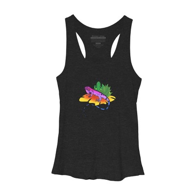 Women's Design By Humans Colorful Desert Iguana and Cactus By bambino Racerback Tank Top