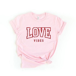 Simply Sage Market Women's Love Vibes Varsity Short Sleeve Graphic Tee - 1 of 4