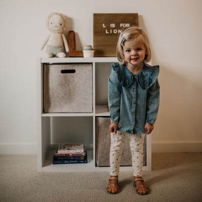 Oatmeal Felt Open Top Storage Cube Bin