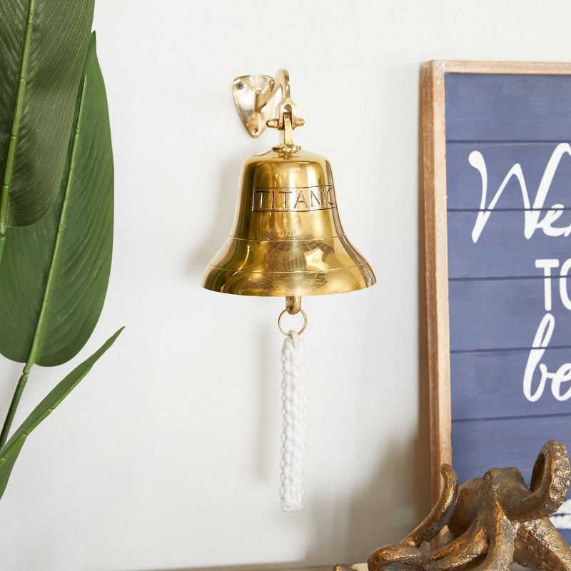 Brass Decorative Bell with Rope Detailing - Olivia & May, 1 of 8