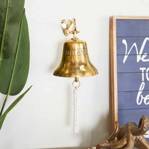 Brass Decorative Bell with Rope Detailing Gold - Olivia & May